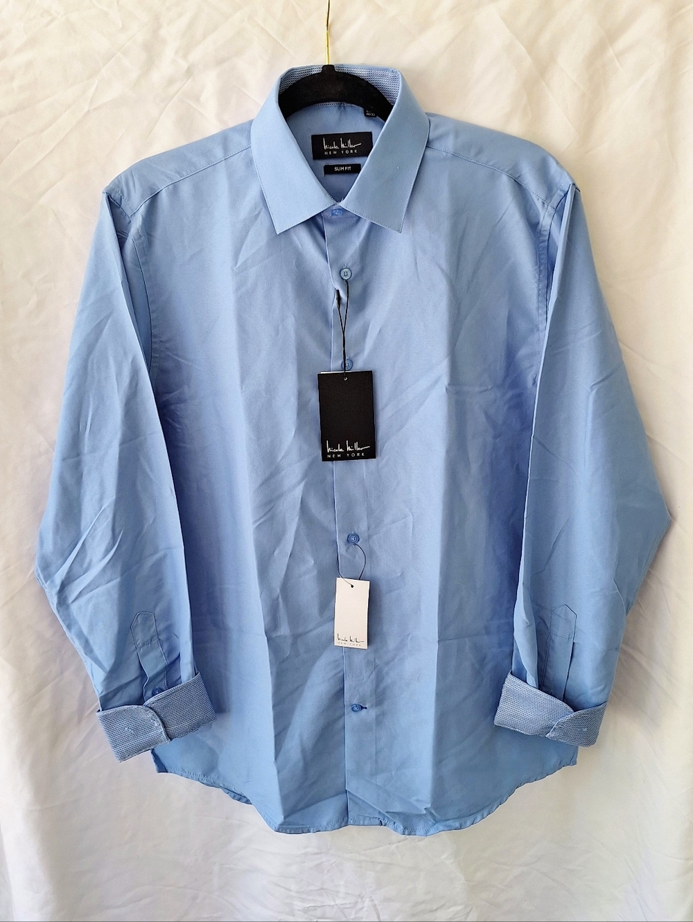 Nicole Miller Pale Blue Men's Dress Shirt - Spread Collar